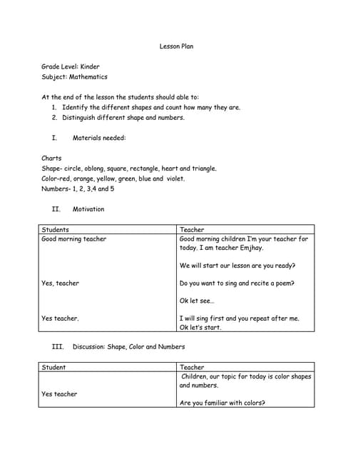 Preschool Lesson Plans