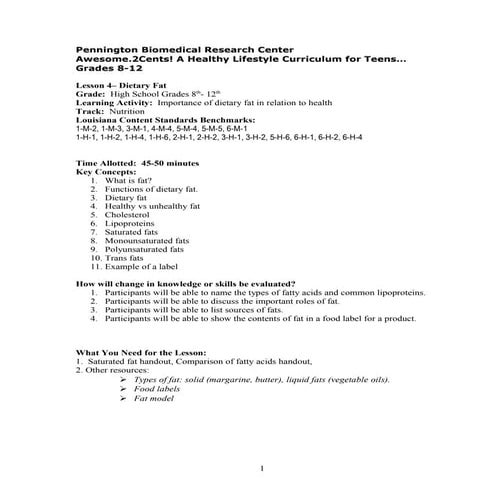 Adolescent curriculum Lesson plan 4