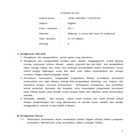 Lesson plan Senior High School Class XI 