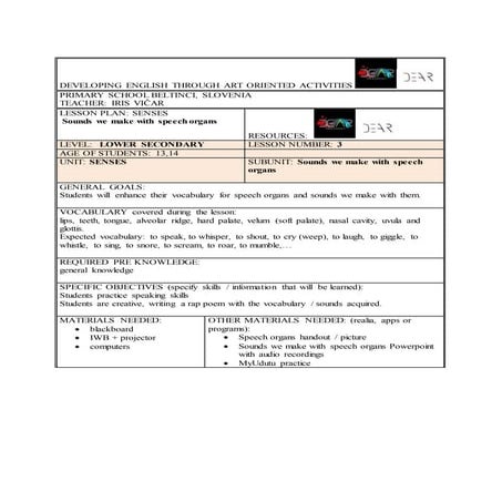 Lesson plan Senses 3 LS | DOCX