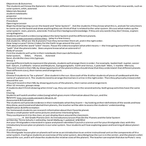 Detailed Lesson Plan about Planets | DOCX