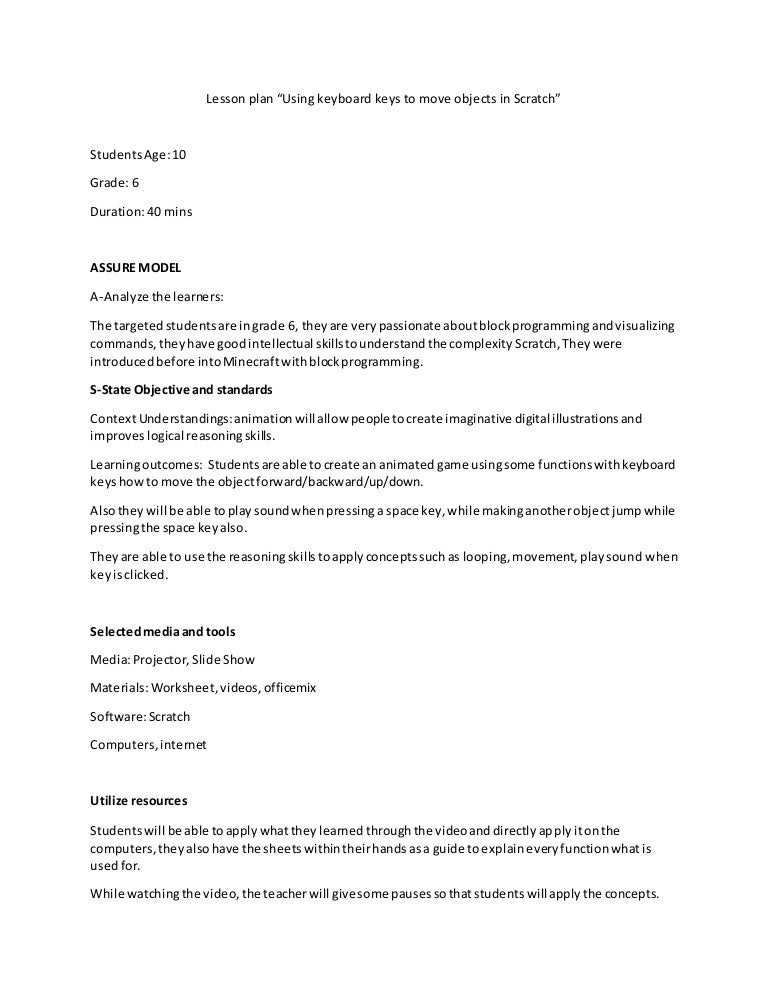 Scratch Lesson plan for Grade 1