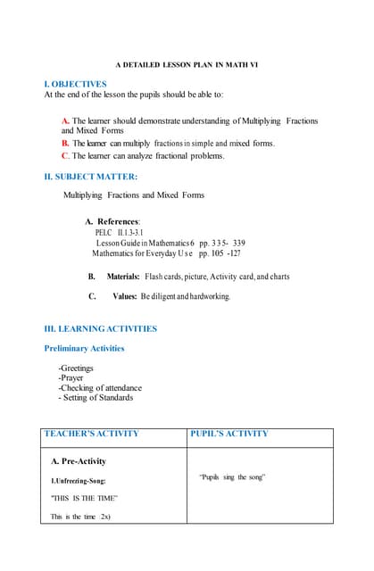 DETAILED LESSON PLAN (MATH 6) | PDF