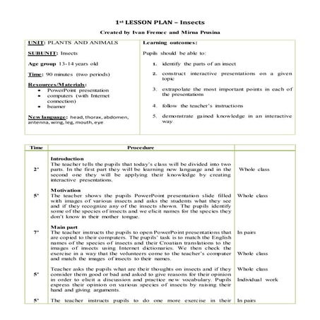 Lesson plan   insects