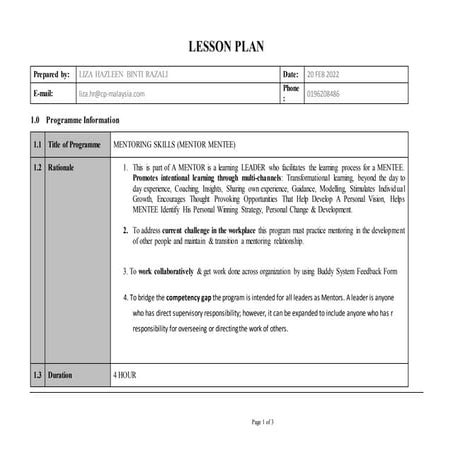 Lesson plan mentor mentee - 2 (1) | PPT