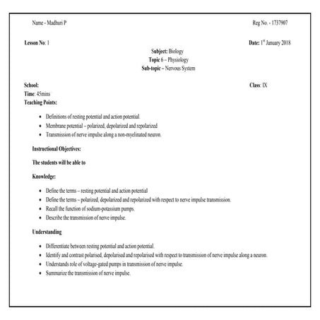 LESSON PLAN - nervous system