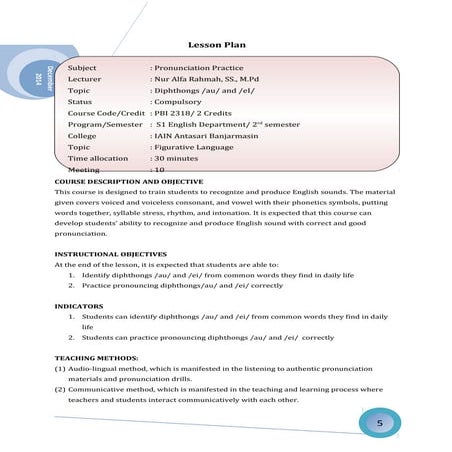 Lesson plan   pronunciation-