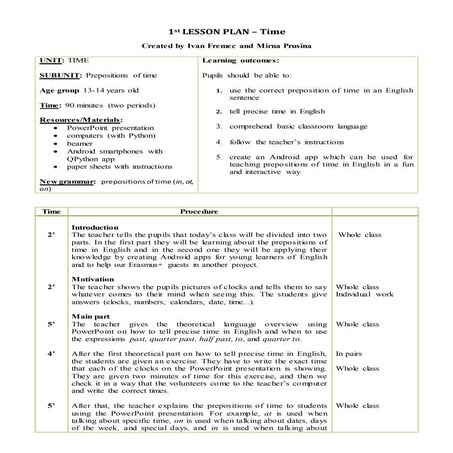 Lesson plan   time