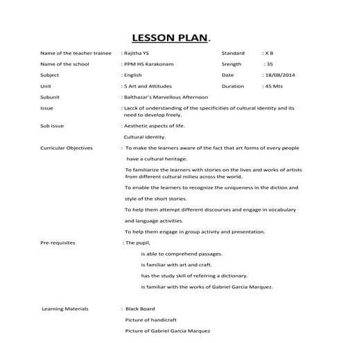 Self Designed Innovative Lesson Plan | DOCX