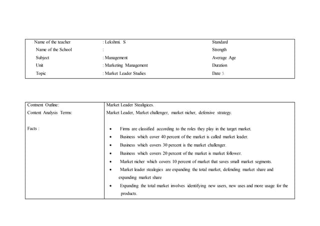 Lesson plan by Lekshmi