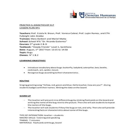 Lesson plan n° 1 Barbieri - Matta