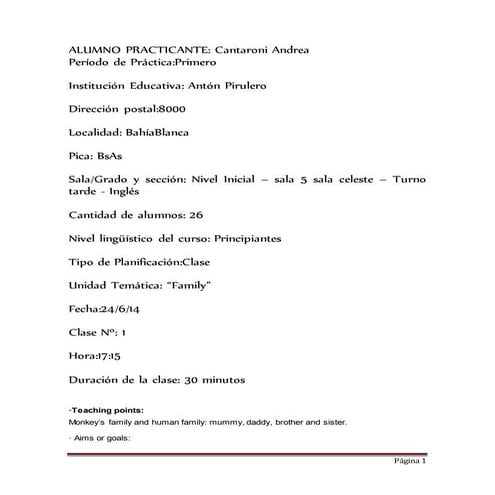 Lesson plan 1 inicial