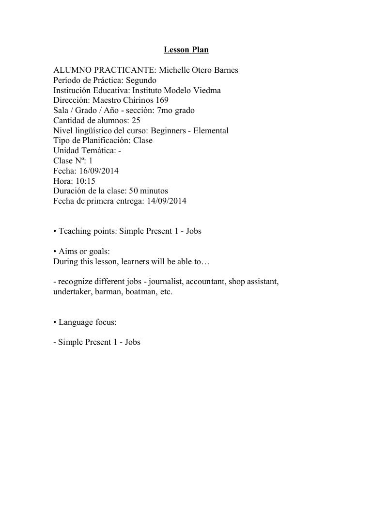 Lesson plan 1 primary