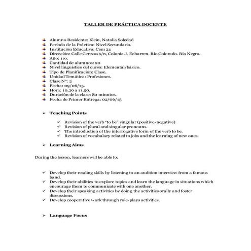 Lesson plan l - Teaching Practice | PDF