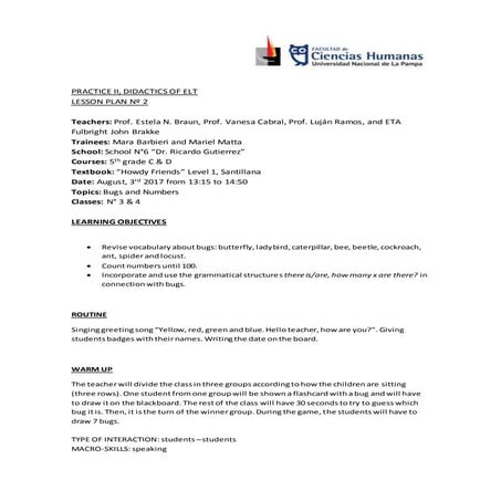 Lesson plan n° 2 Barbieri - Matta