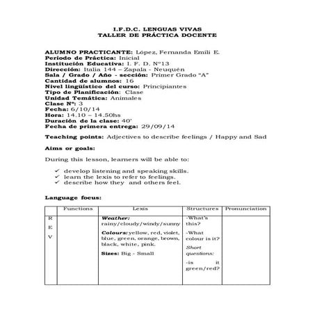 Lesson plan 3   Kindergarten Level