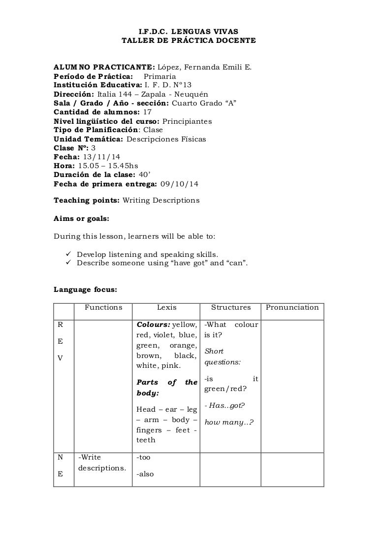 Lesson plan 3 Primary Level