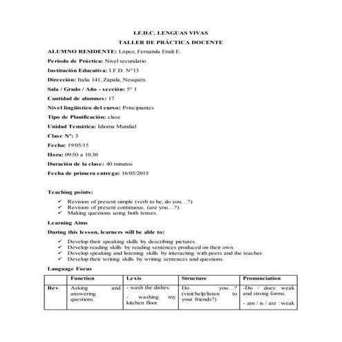 Lesson plan 3  Secondary Level