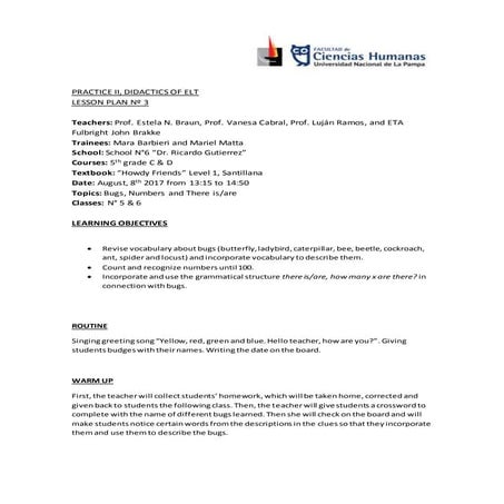 Lesson plan n° 3 Barbieri - Matta