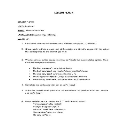 Lesson plan 4