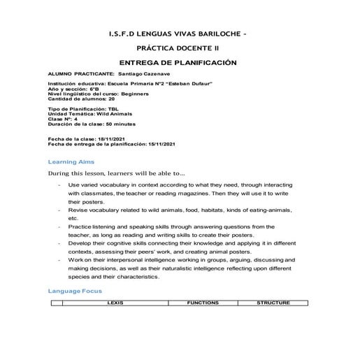 Lesson plan 4   práctica docente II - santiago cazenave