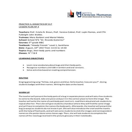 Lesson plan n° 4 Barbieri - Matta