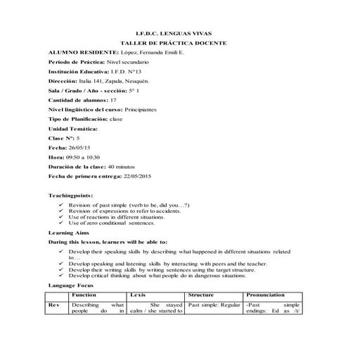 Lesson plan 5  Secondary Level