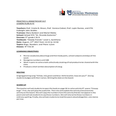 Lesson plan n° 5 Barbieri - Matta