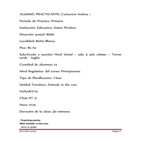 Lesson plan 5 inicial