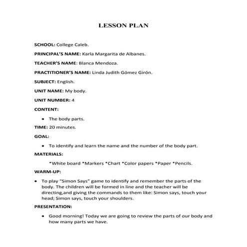 Lesson plan 5 y 6 linda