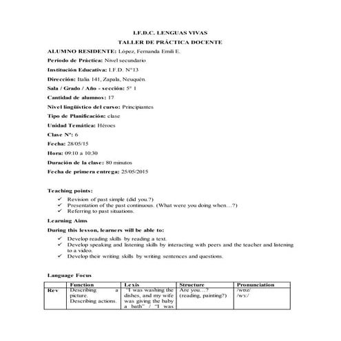 Lesson plan 6  Secondary Level