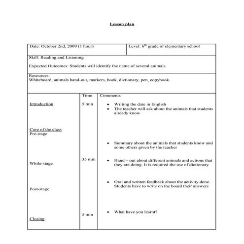 Lesson Plan 6 BáSico