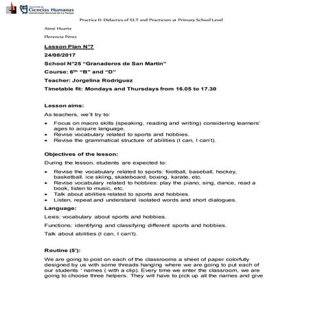 Lesson plan 7 - Sports and Hobbies