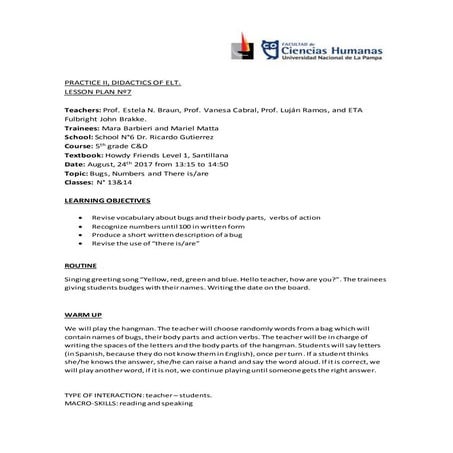 Lesson plan n° 7 Barbieri - Matta