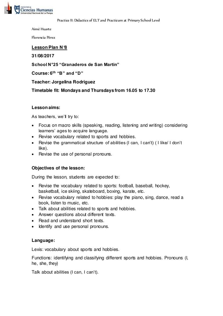 Lesson plan 8 Sports and Hobbies
