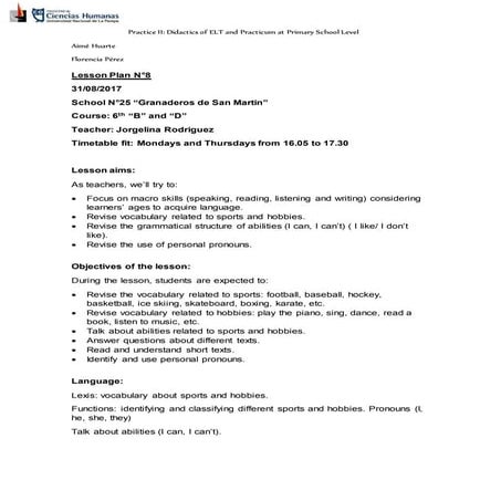 Lesson plan 8 - Sports and Hobbies