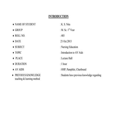 Lesson plan av_aids NURSING EDUCATION