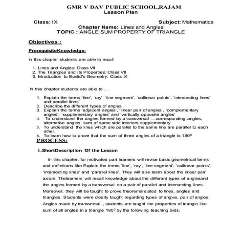 Lesson plan class 9 by kishore (1)