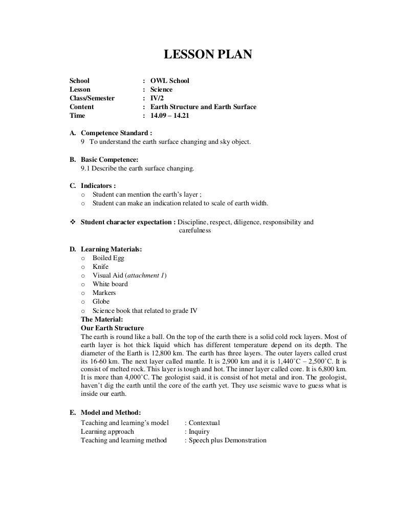 Lesson plan earth