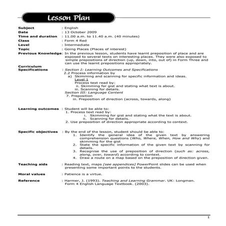 Lesson plan english 2
