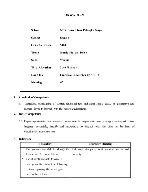 Lesson plan review for test