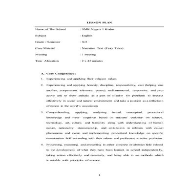 Lesson plan fairytale