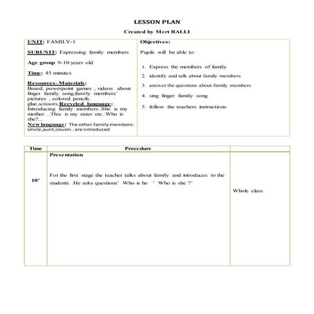 Lesson plan family 1 mert