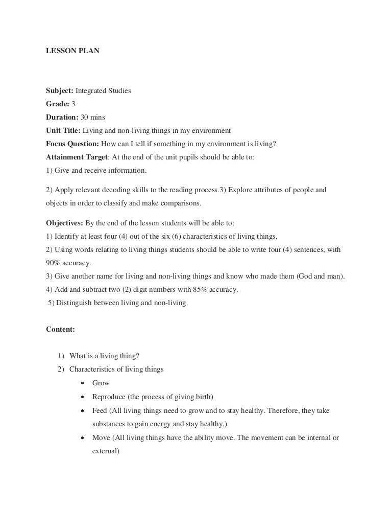 Living And Nonliving Things Lesson Plan