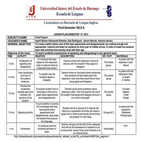 Lesson plan final project 3