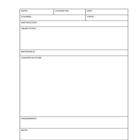 Lesson plan form | DOC