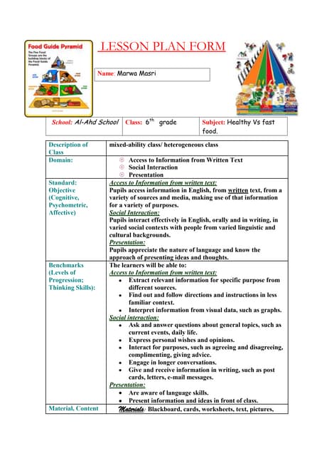 Lesson plan form