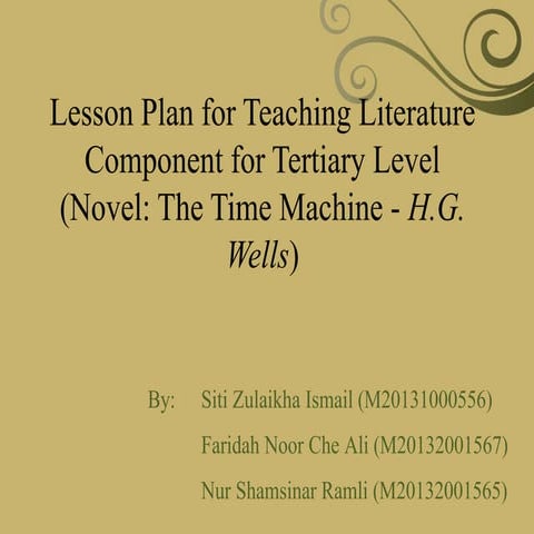Lesson plan for teaching literature component for tertiary