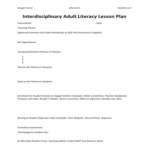 Lesson Plan Handout and Template: Orange You Glad? (Math)