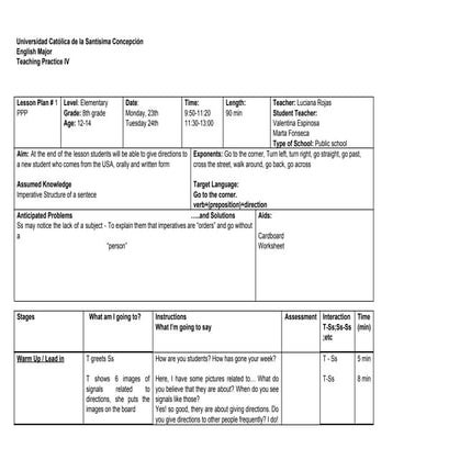 Lesson plan l - Teaching Practice